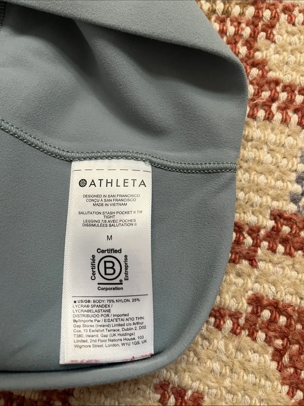 Athleta Salutation Stash Pocket II 7/8 Tight Blue Gray Size Medium M EUC - Picture 9 of 9
